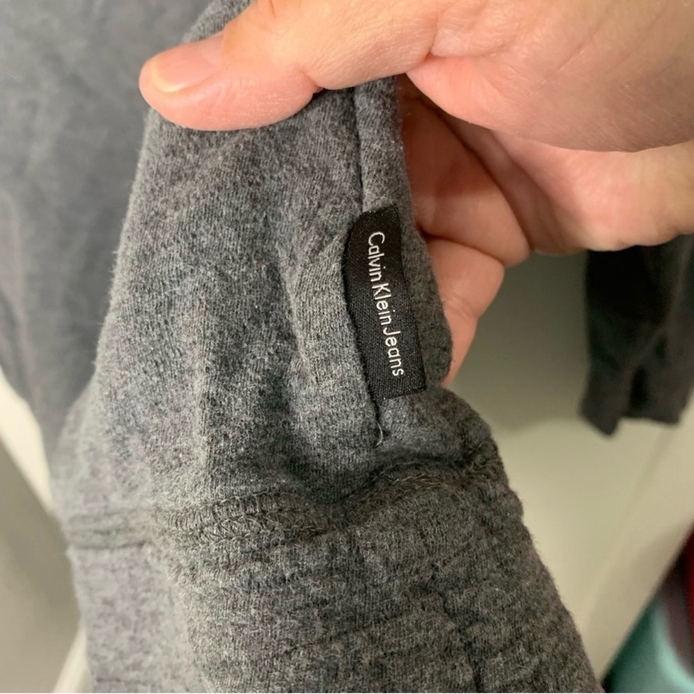 Calvin Klein Men’s Quarter-Zip Pullover Sweater Gray 100% Cotton Size LG - Picture 12 of 15
